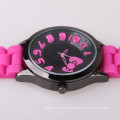 lovely pink silicone hand watch for girl